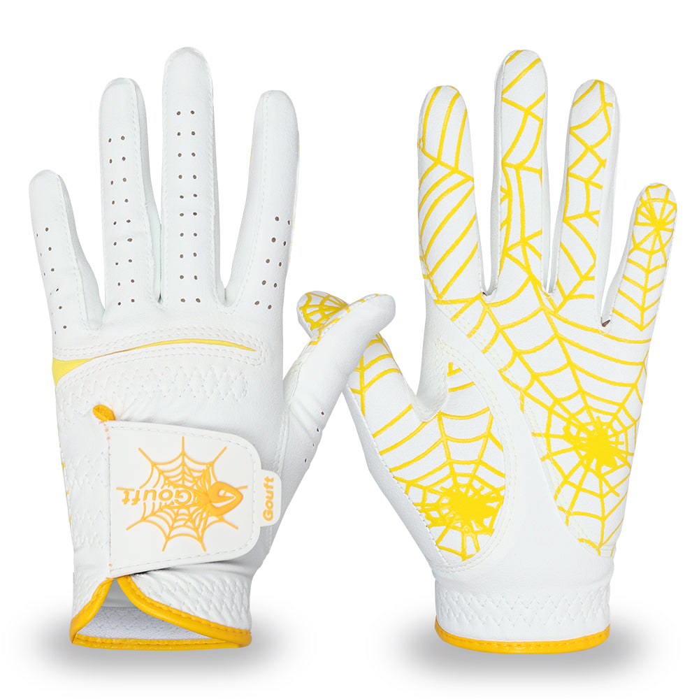 GOuft Spider Web Golf Glove White Edition- Yellow
