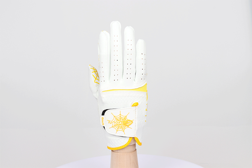 GOuft Spider Web Golf Glove White Edition- Yellow